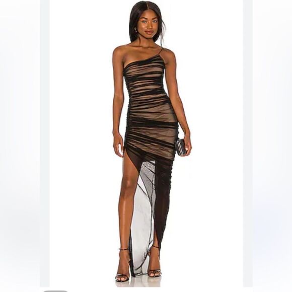 Nookie Mecca Gown in Strapless Sheer Dress in black XS